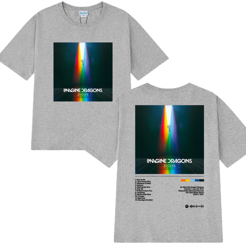 Imagine Dragons Evolve Album Double Sided print T shirt Men Women vintage Hip Hop streetwear Unisex Cotton short sleeve T-shirts
