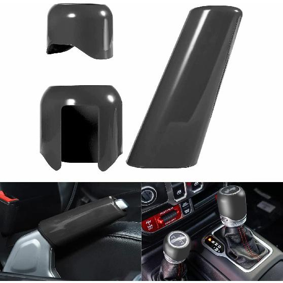 Gear Shift Knob Trim Handbrake Drive Mode Cover for Jeep Wrangler JL 18+ Black