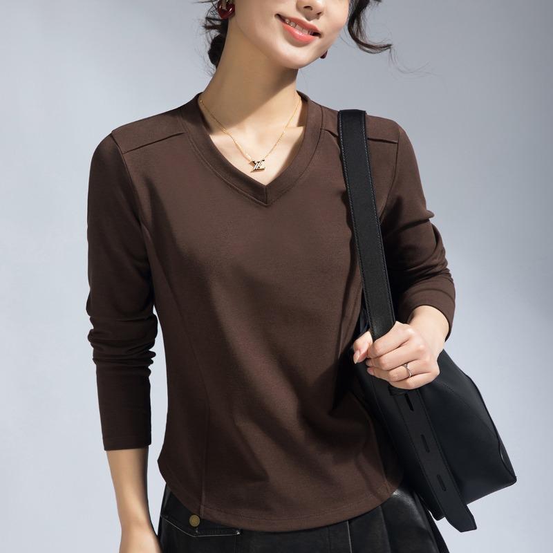 

Женская одежда [Летняя маска т] Деконструкция и облегающая короткая разноцветная базовая рубашка с длинным рукавом женский топ XXXL кофейный