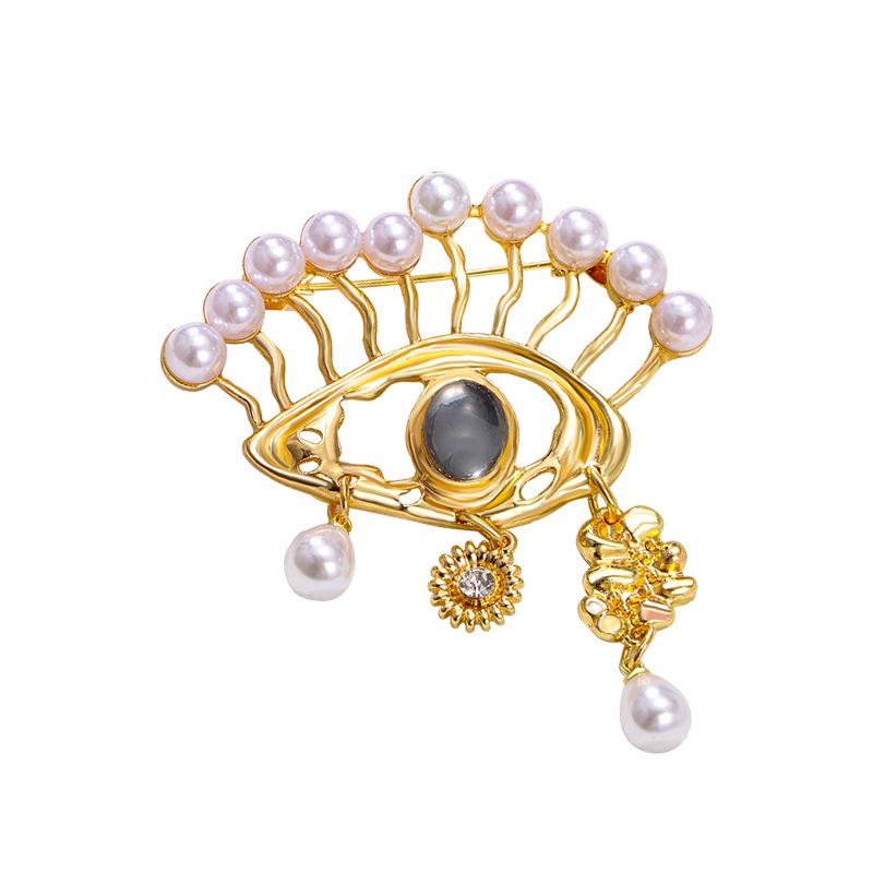 

Модна та елегантна вінтажна брошка з перлами, брошка-аксесуар для костюма One Size золотий