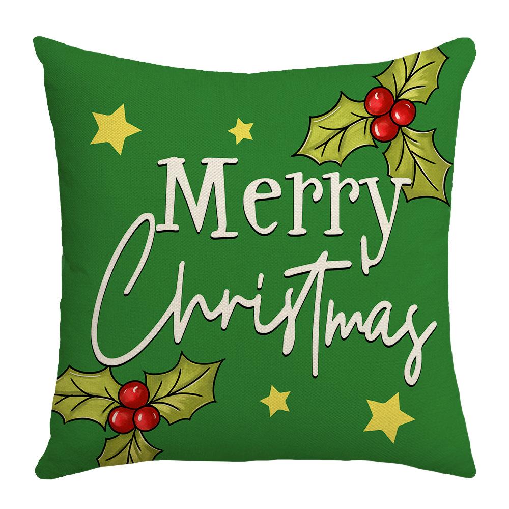 New Christmas Gingerbread Man Linen Cushion Printed Backrest Home Cushion Pillow Cover