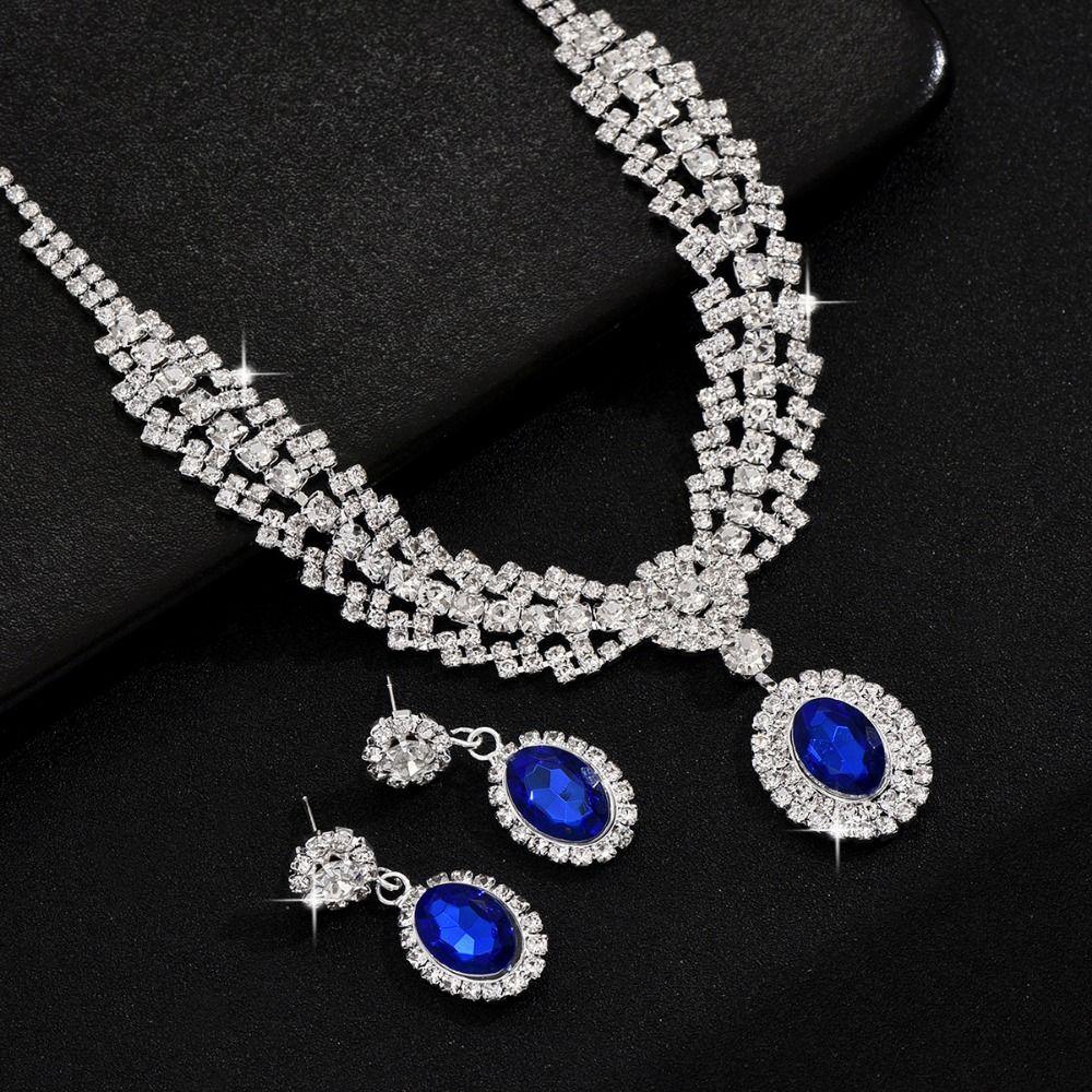 Sparkling Women's Rhinestone Jewelry Set Water Drop Pendant Crystal Jewelry Set  Party Banquet