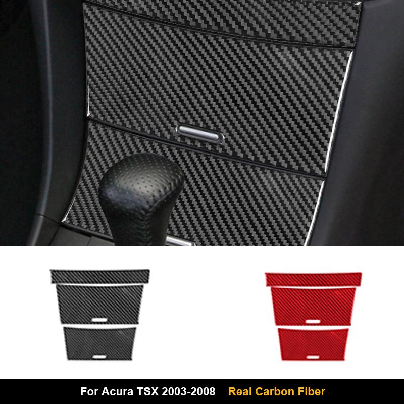 For Acura TSX 2003-2008 Car Accessories Red Carbon Fiber Interior Gare Lifting Storage Trim Sticker Set