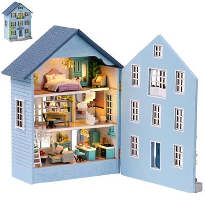 Spilay DIY Wooden Miniature Dollhouse Kit with Furniture Decorative and LED 3D Puzzle Toy for and Perfect for and Christmas Ages 14 and Up Set,