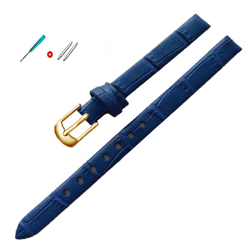 Qualität Uhrenzubehör Gürtel Damen Mädchen Vintage Uhrenarmbänder Echtes Leder Armband Uhrenarmband 8mm 10mm Roségold Dornschließe