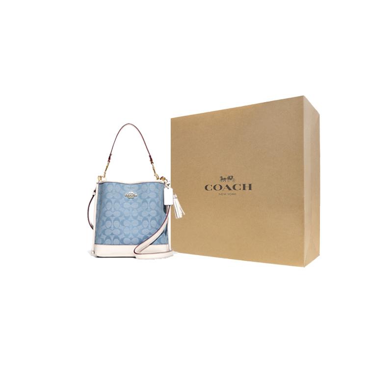 COACH Mollie Coated Canvas With Smooth Leather Bucket Bag, Handbag, Crossbody Bag, Shoulder Bag 22 Women's Blue CA583-IMUDY