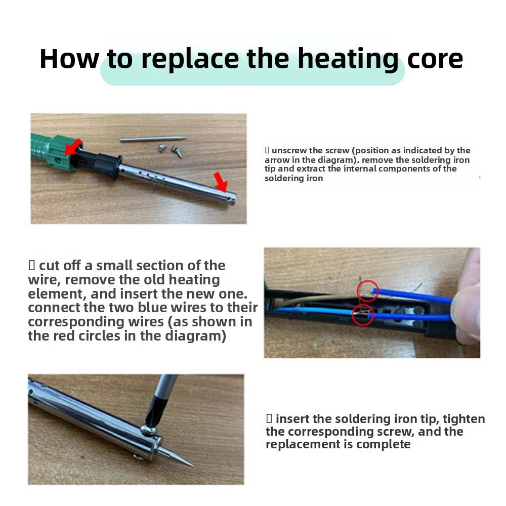 1/2/5pcs 220V 30W40W60W Electric Soldering Iron Core High Temperature Resistance 3 Sizes External Heating Element Replacement