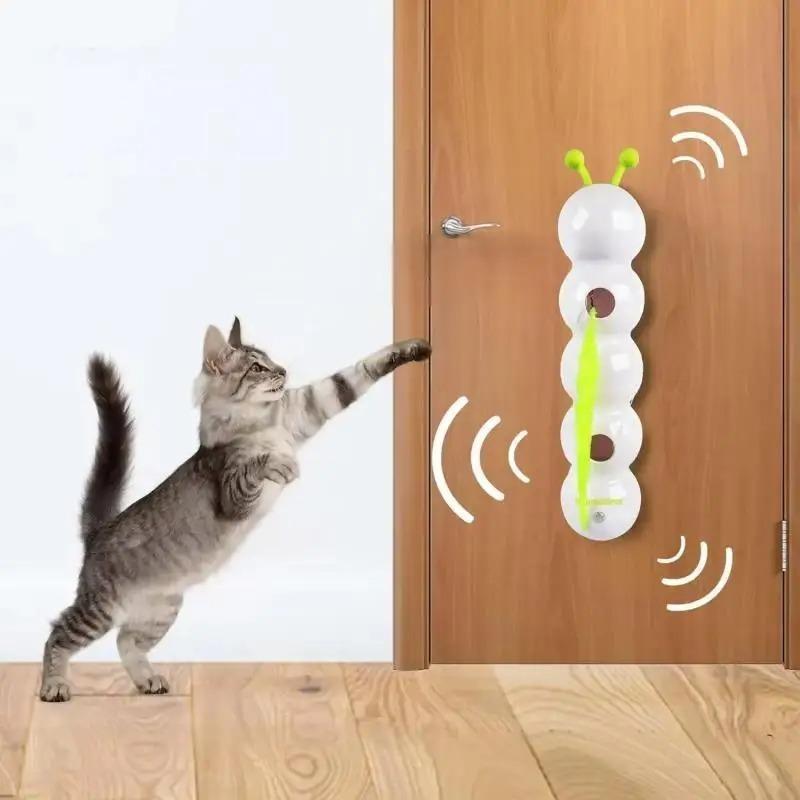 1Pc Intelligent Interactive Cat Toy with Replaceable Prey Tail Smart Motion Worm Cat Toy for Indoor Cats Interactive Caterpillar Design Cat Dog Toy