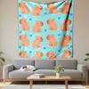 Cute Capybara Pattern with Blue Hearts Patterned Tapestry Decorative Wall Hanging, Home Bedroom Living Room Decor