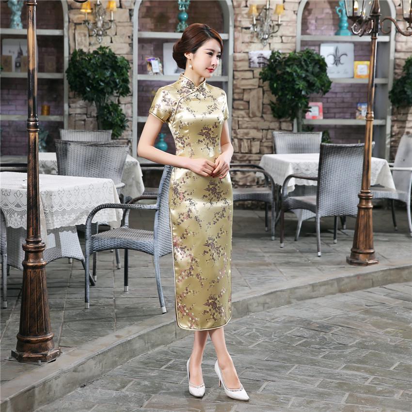 Large Size Vintage Cheongsam Chinese Style Long Dress Traditional Mandarin Collar Dresses Sexy Slim Split Qipao