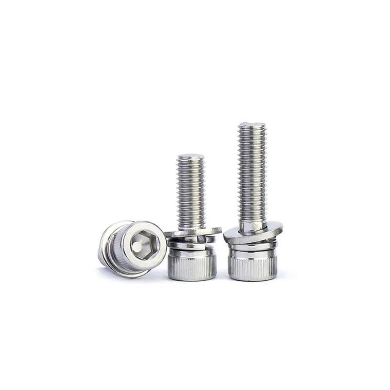 304 Stainless Steel Hex Socket Cap Screw with Washer - Sizes M3, M4, M5, M6, M8, M12