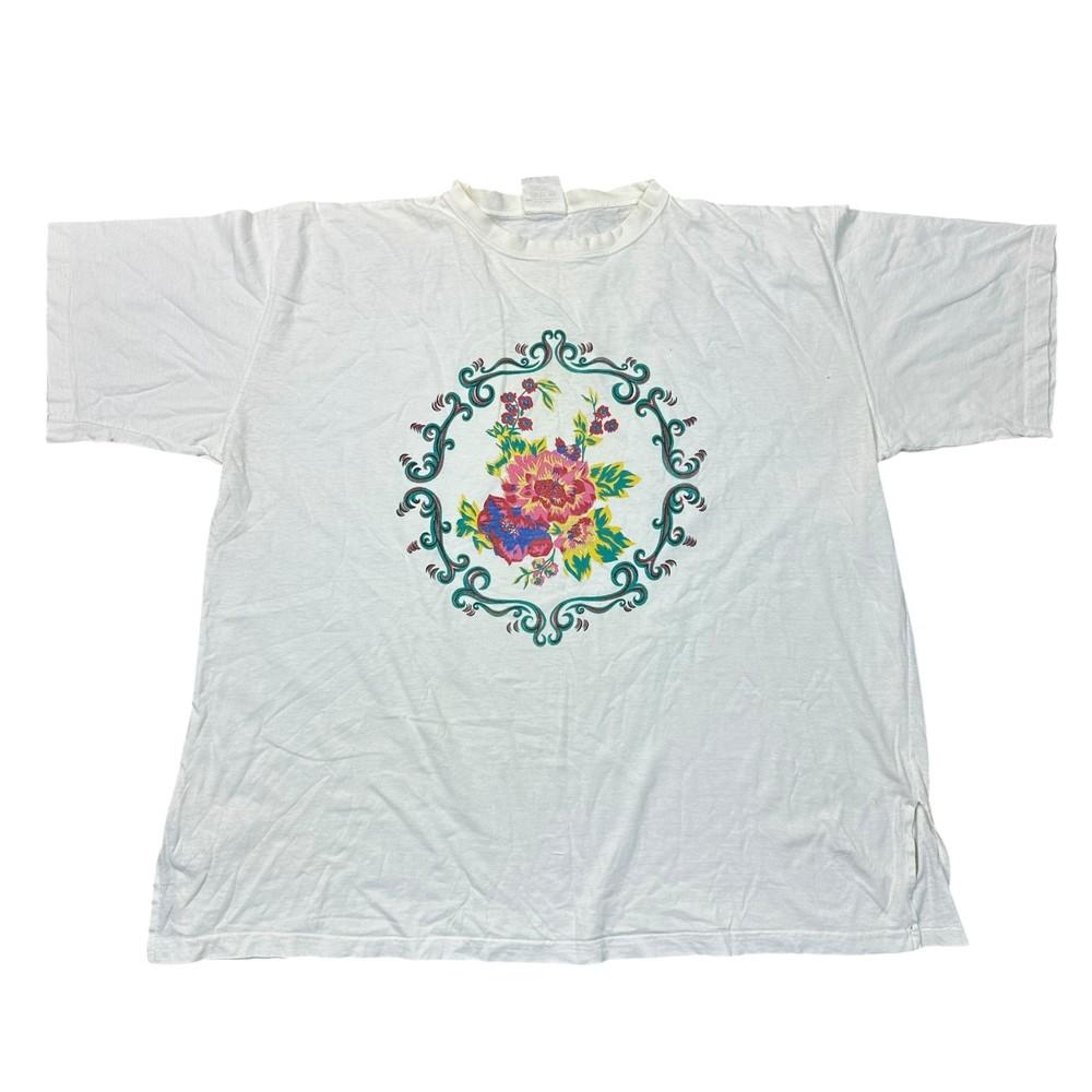 Vintage T-shirt Graphic Print Retro Short Sleeve White Mens