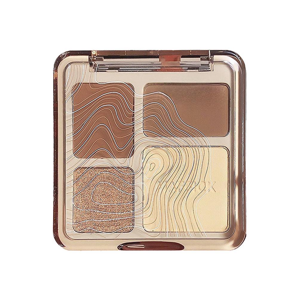 

Натуральная стереоскопическая палетка пудры для макияжа хайлайтера и теней для лица, матовый бронзер для контуринга, четырехцветный многофункциональный хайлайтер, косметика