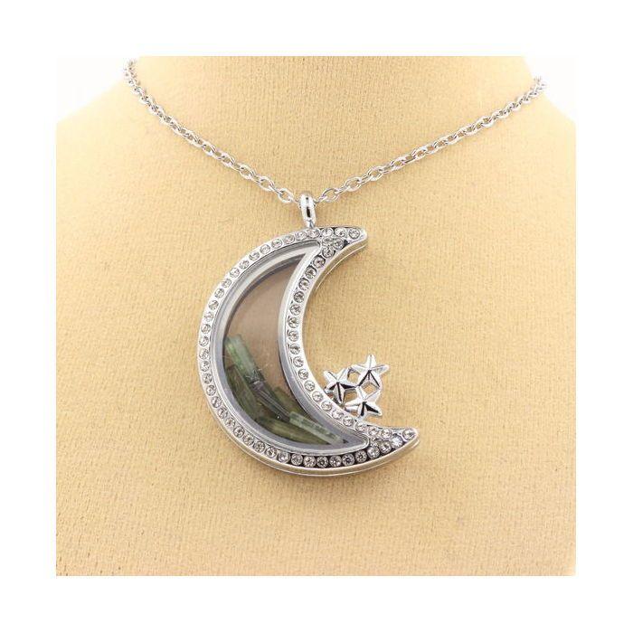 Pierres et Minéraux. Collier Tourmaline verte brut. Modèle Lune.