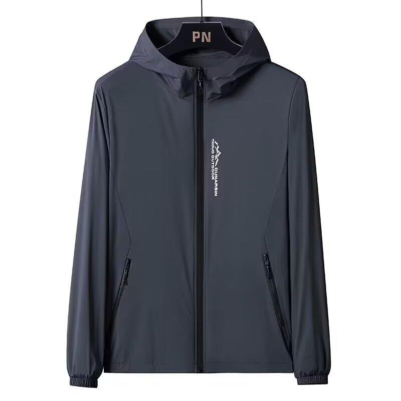 Summer Outdoor Reflective Coats Quick Dry Sun-Protective Thin Jacket Men Hiking Fishing Cycling Hooded Gym Sport Windbreaker