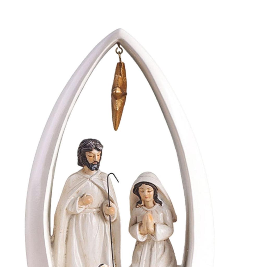 Nativity Scene Figurine Religious Collection Gift Ornament Resin Christmas Desktop Statue for Bookshelf Office Table Home Decor