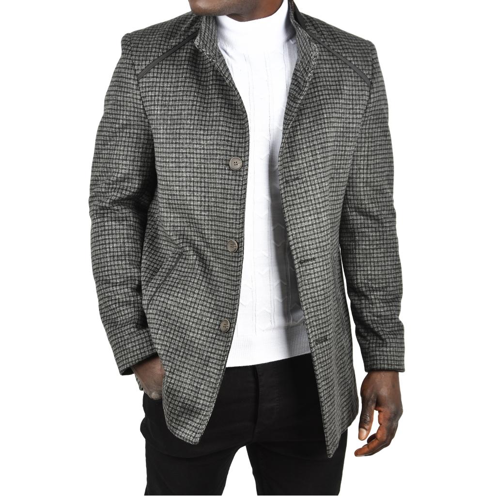 DeepSEA Pötikare Desenli Dik Yaka Dar Kesim Hakim Yaka Kaşe Kaban 2407003