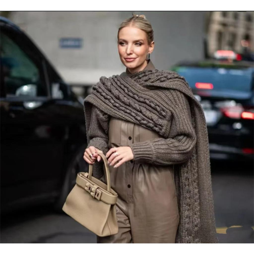 Damenhandtasche Togo Rindsleder erste Schicht Schloss Öffnen und Schließen Handtasche Tragetasche Schulter Crossbody Tragbare Damenhandtasche