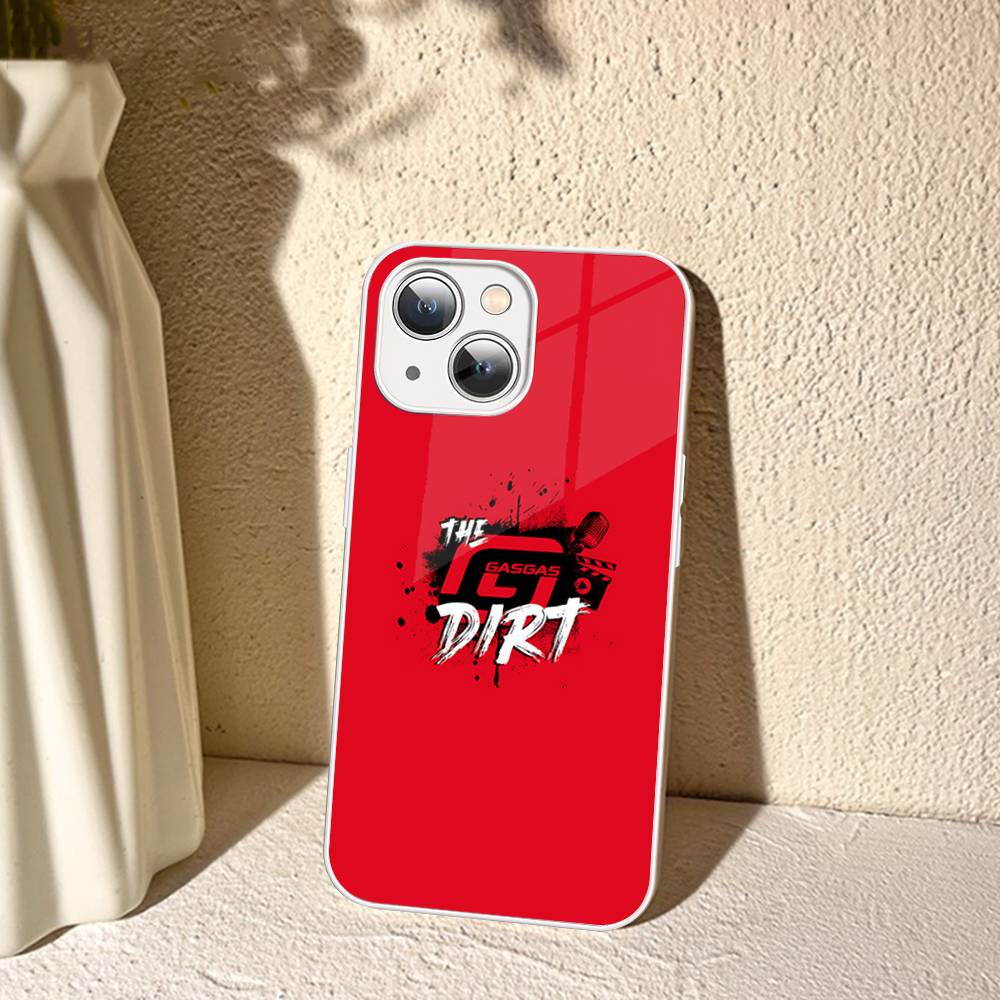G-GasGas Rotes Motorrad Für IPhone 14 13 12 Mini 11 Pro XS Max X XR 14 Plus Gehärtetes Glas Cover