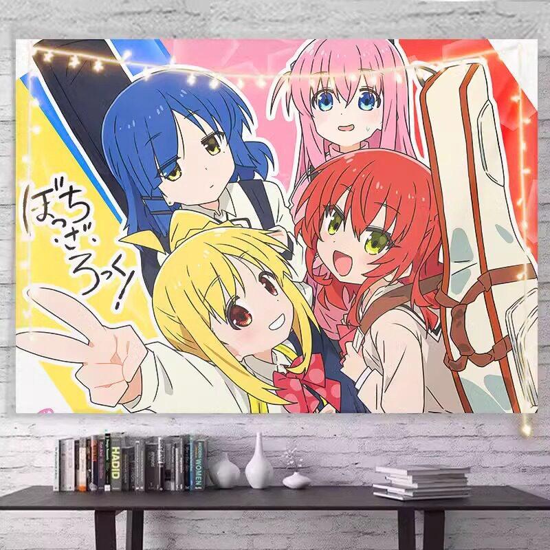 Kessoku Band Anime Wandkleed, B-Bocchi The Rock! Wanddecoratie, Kleurrijke Meisjespersonages Kamerdecoratie Voor Fans