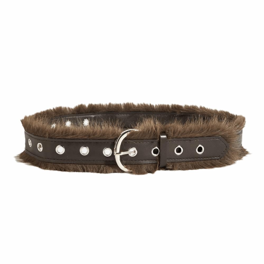 Metal Buckle Punk Style Belt Western Style Plush Belt Fashion Leather Fur Belt  Pants Accessories