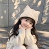 Solid Coloe Kids Cat Ears Hats Cute Ears Winter Cap Comfortable Knitted Beanie Hat  Kids