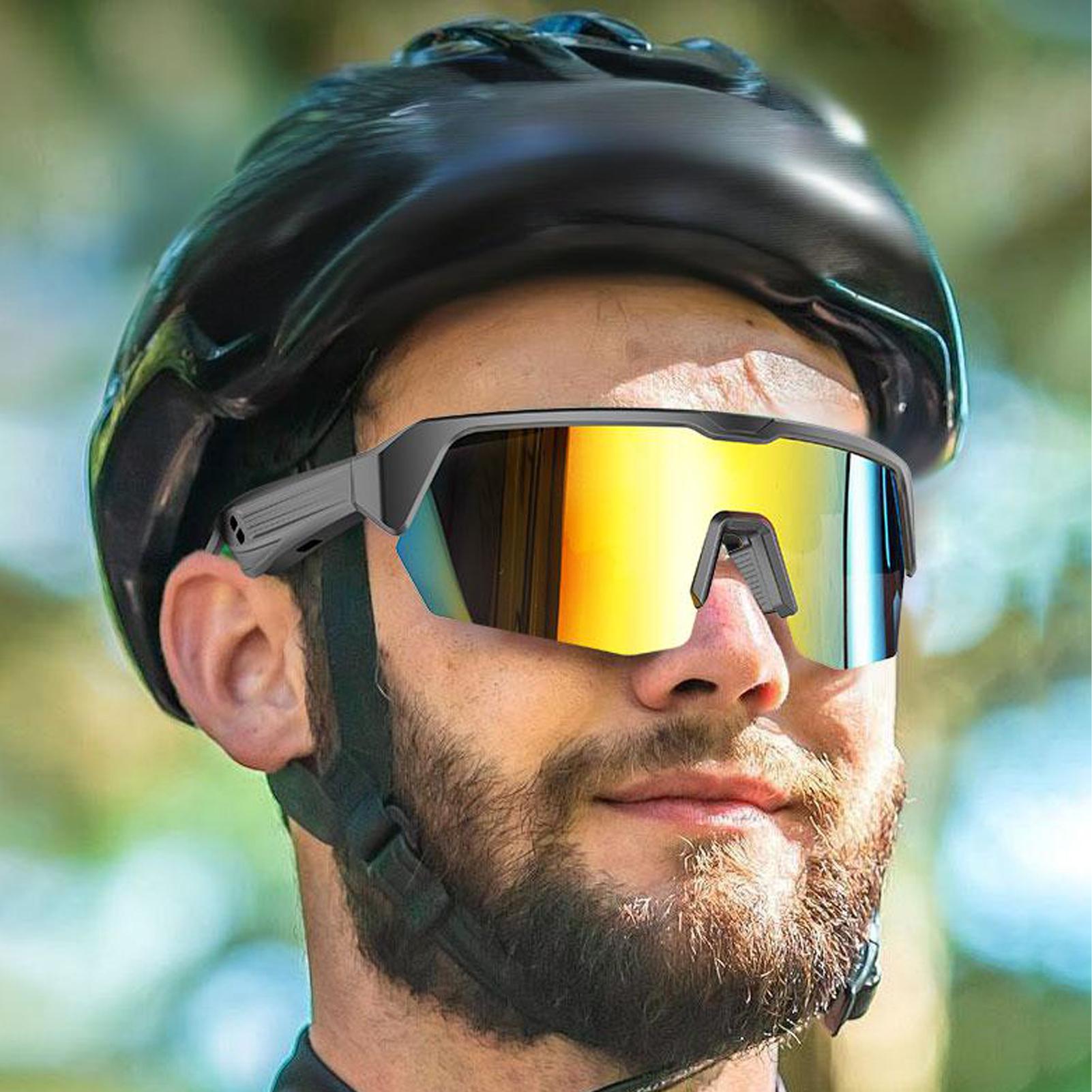 Occhiali da Sole Smart Sportivi IPX4 Impermeabili Occhiali da Ciclismo con Lenti Polarizzate Altoparlanti Musicali Microfoni Assistente Vocale per Cor