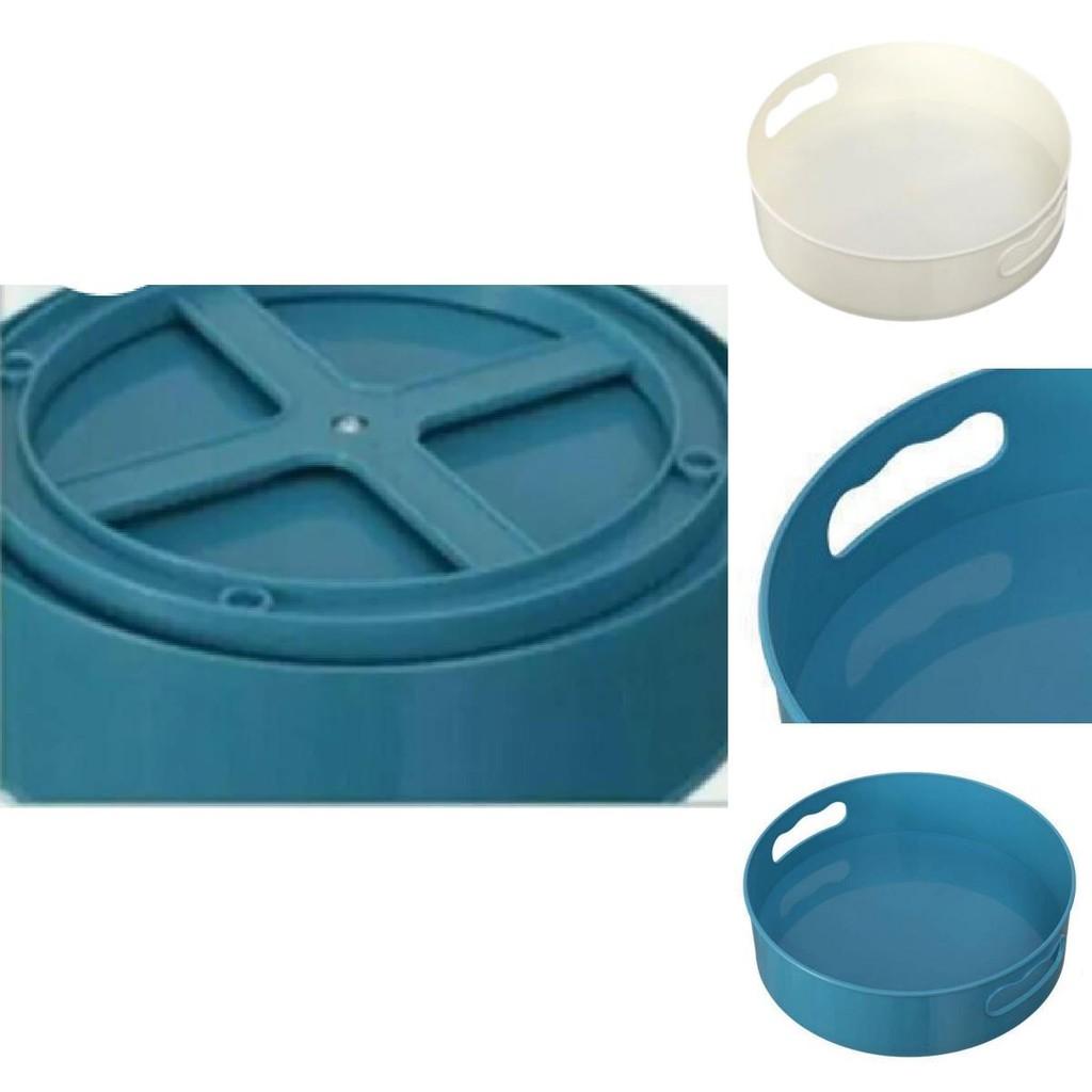 Space-saving Rotating Kitchen Storage Box With Elegant White And Blue Colors For Countertops