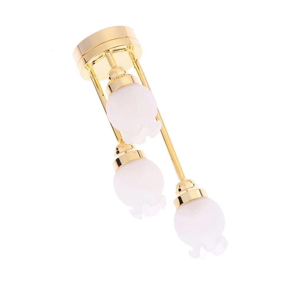 Miniature Dollhouse Chandelier Hanging Lamp 1/12 Scale Living Room LED Lighting Accessory for Realistic Bedroom Decors