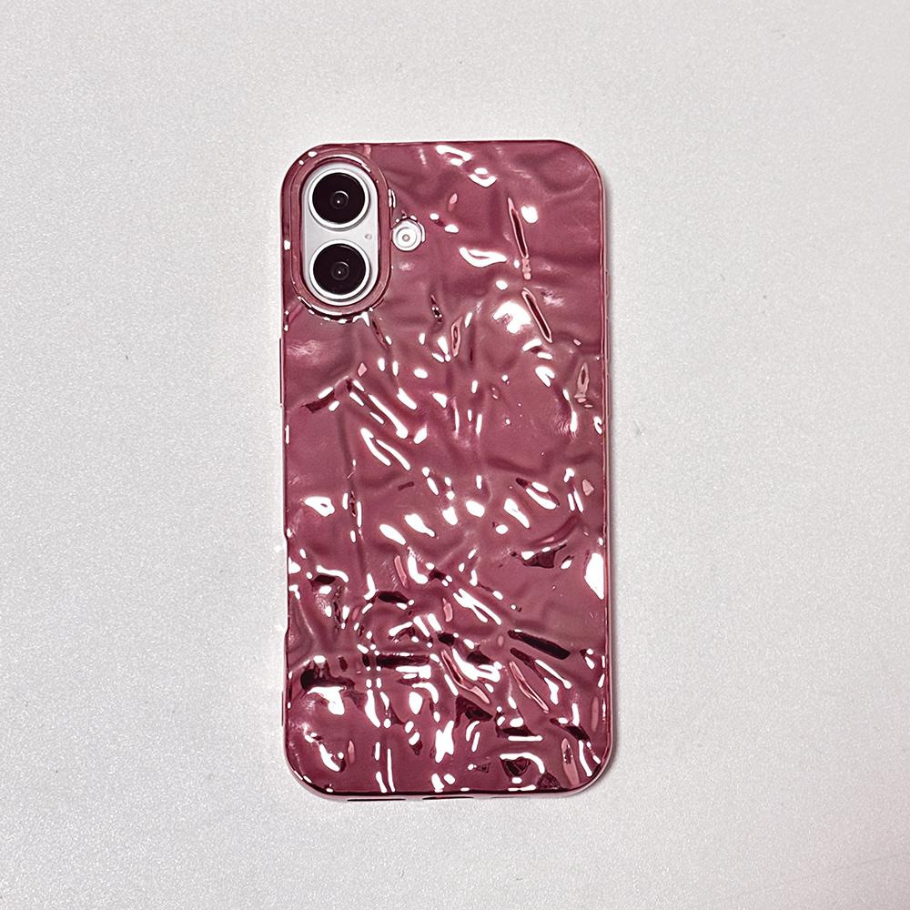 

Rose Gold Tin paper Pattern Phone Case For iPhone 16 15 14 13 12 11 Pro XS Max XR X Electroplated Soft Shockproof Cover For iPhone 16 Pro Max