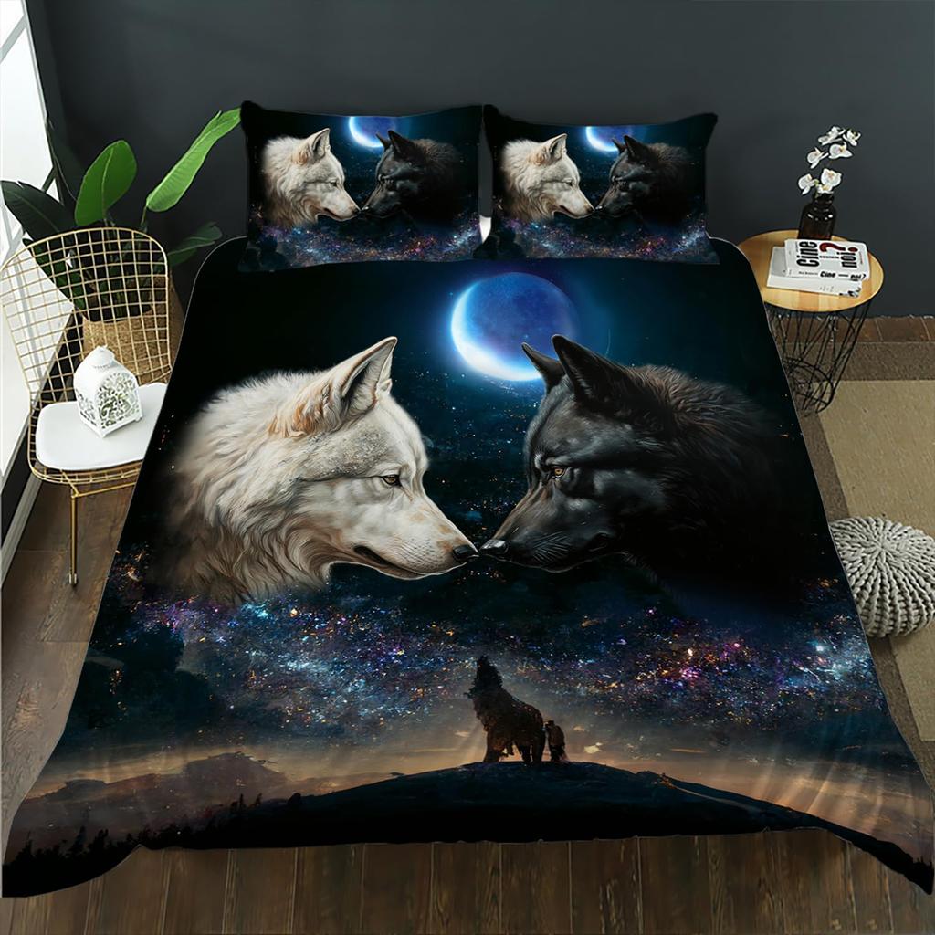 Wolf Bedding Sets Twin Queen King Size Wild Animal Theme Duvet Cover Set For Kids Teens Adults Room Decor 2 Pillowcases No Quilt