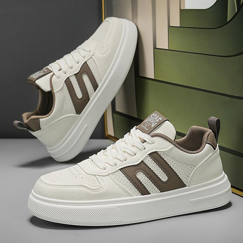 New autumn leather punching breathable board shoes youth style thick sole wear-resistant casual shoes