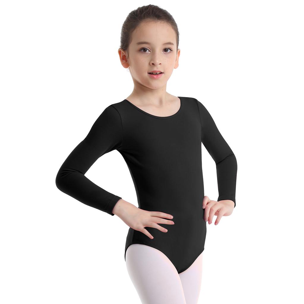 Girls Long Sleeve Ballet Dancer Leotard Dress Dancewear Gymnastics Practice Performance Outfit