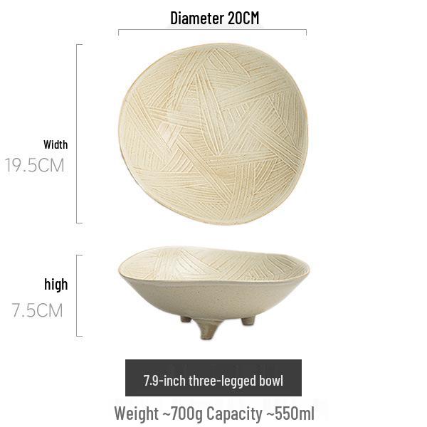 Japanese Handmade Wabi-Sabi Style Retro Pottery Salad and Dessert Plate