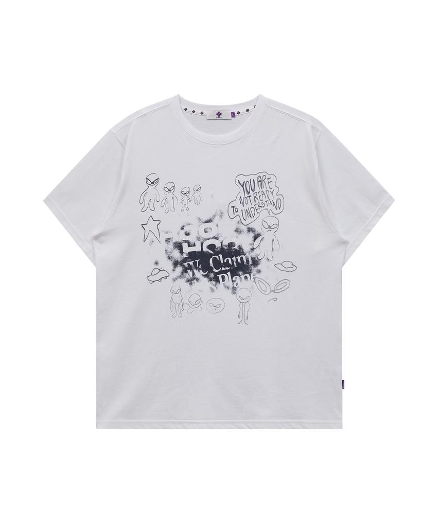 HOODHOOD Doodle Alien Short Sleeve T-Shirt White