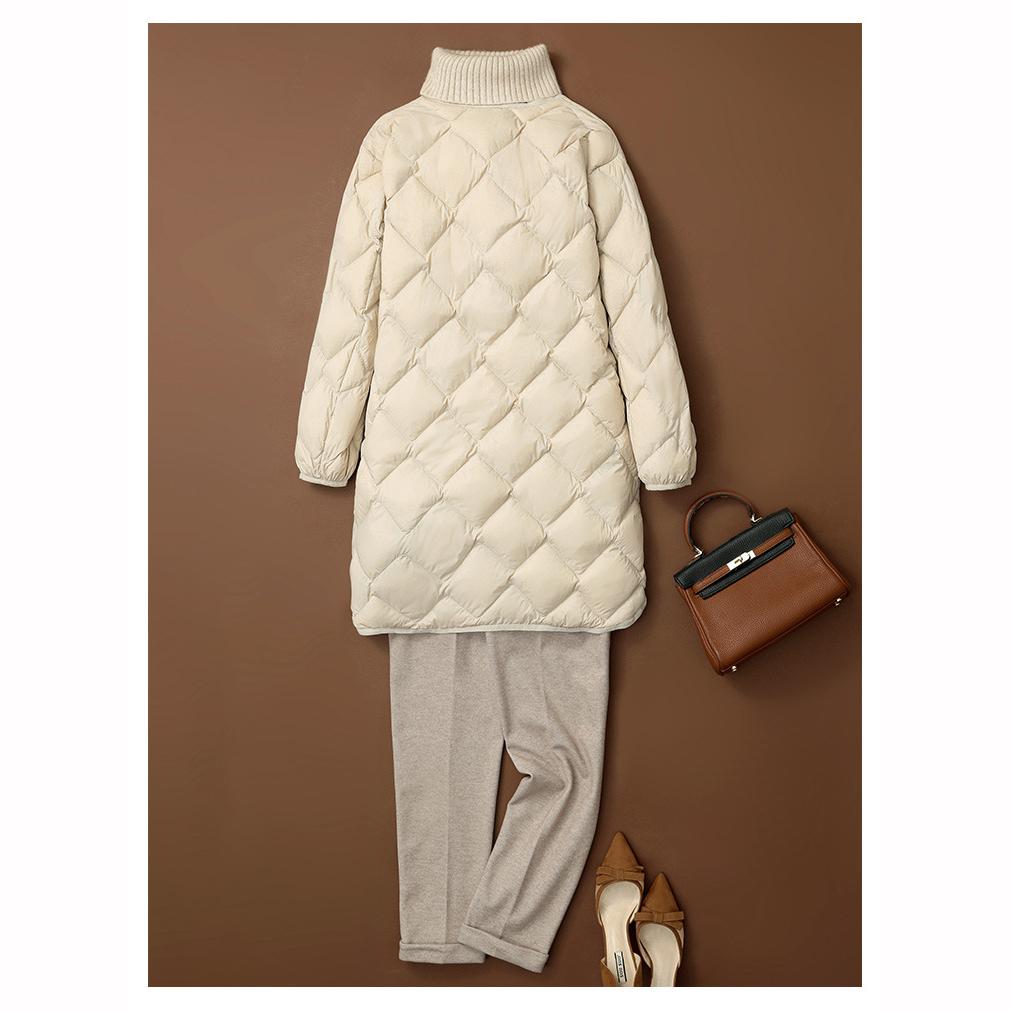 Women Winter Coats Autumn Long Down Jackets Collarless Windproof Puffer Parkas