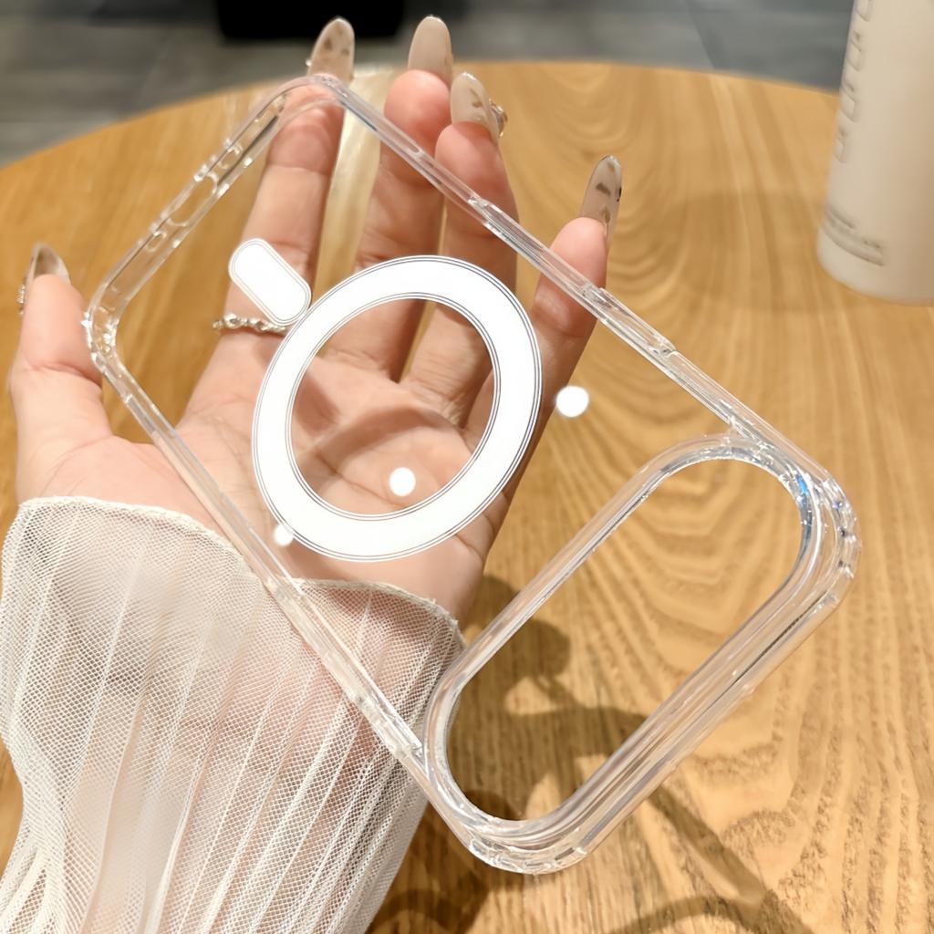 For iPhone 17 Air 16E 16 14 15 13 12 Mini 11 17 Pro Max XS XR 7 8 Plus For Magsafe Wireless Charge Magnetic Acrylic Phone Case