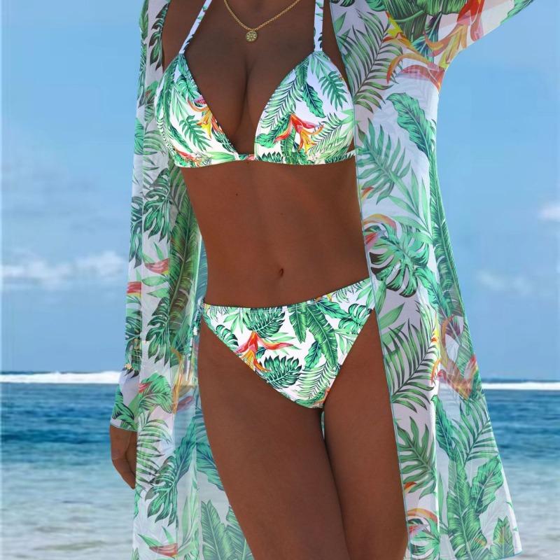2026 Three-piece Swimsuit with Sunscreen Cover, Trendy Beach Swimsuit Three-piece Set