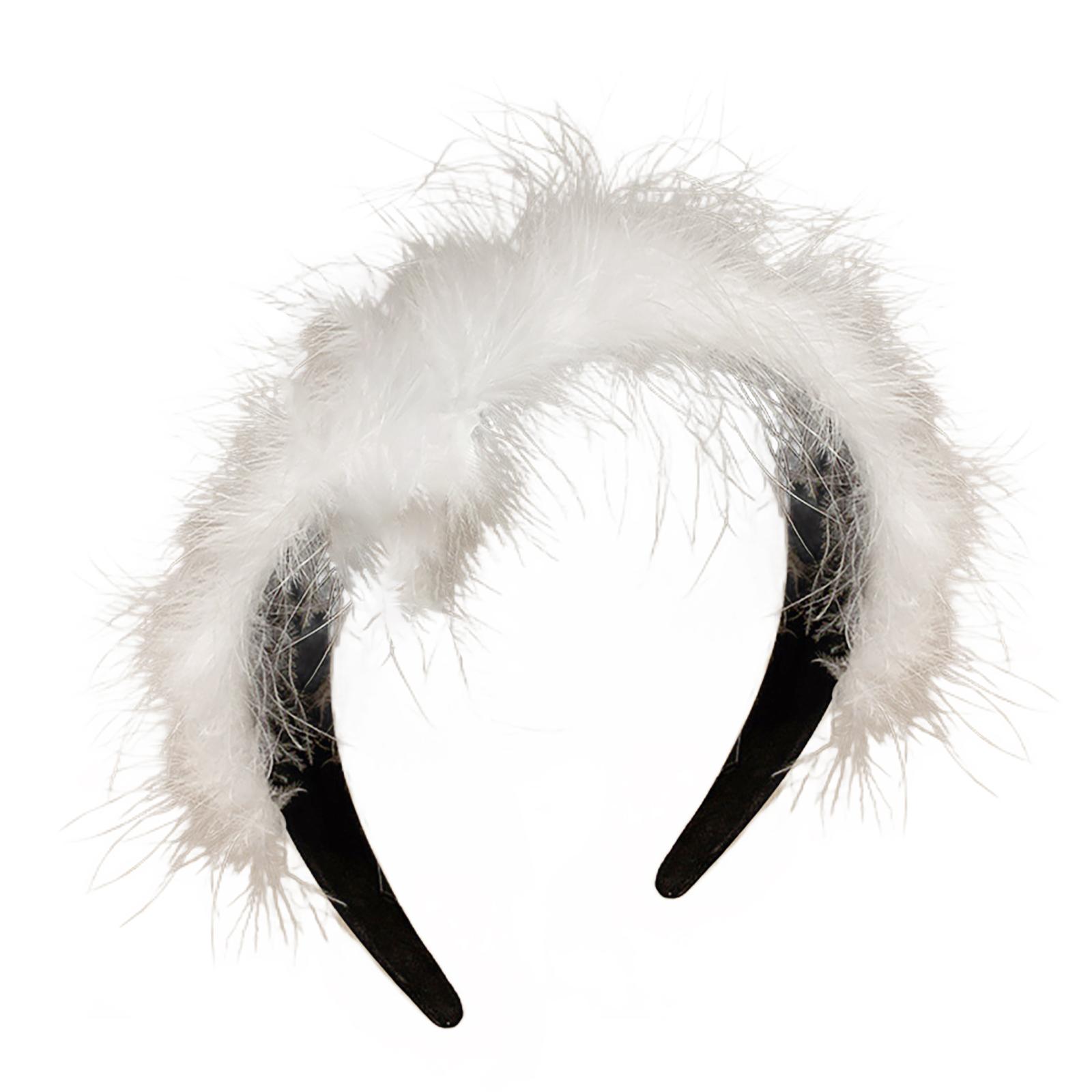 

Элегантная повязка на голову с перьями, мягкий и удобный головной убор, регулируемый аксессуар для волос для женщин и девочек 1