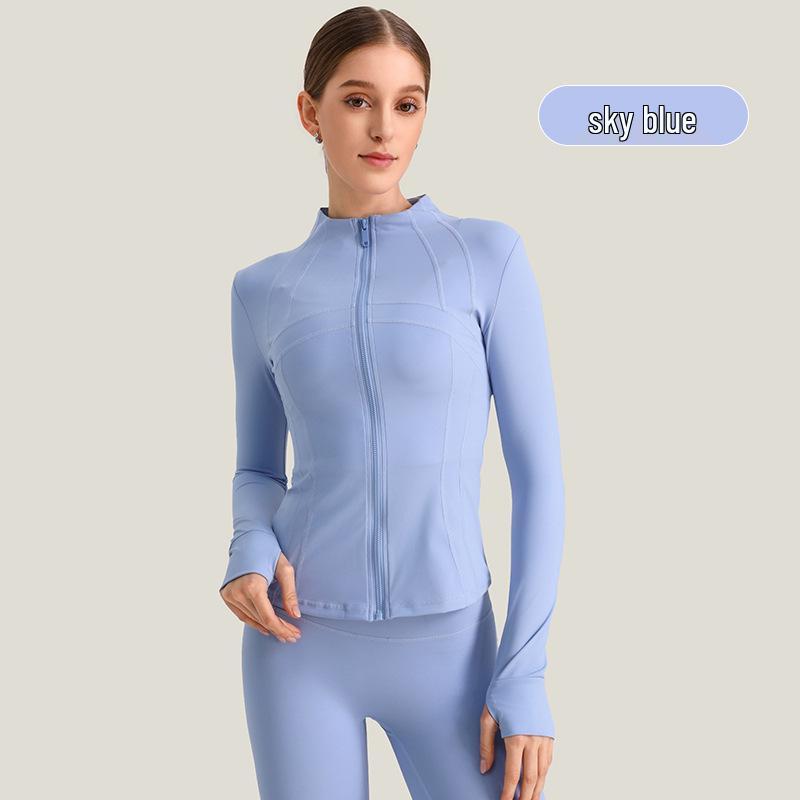 Women's Slim-Fit Quick-Dry High Elastic Yoga Jacket with Stand Collar