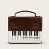 Girls Polka Dot Piano Key Handbag Black And White Retro Shoulder Bag Fashion Y2k Large Capacity Briefcase Lace Bow Cute Ita Bag