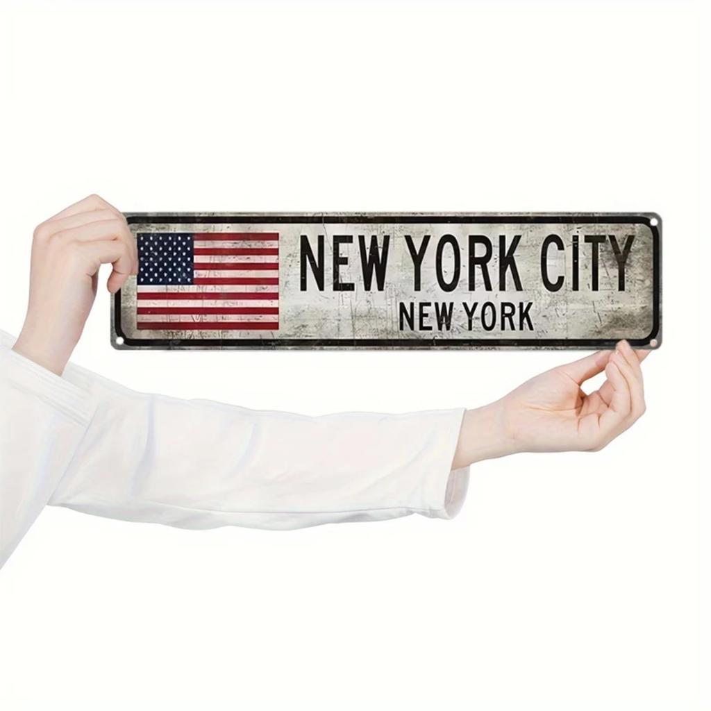 Individuelle Retro New York Aluminiumplakette USA-Flagge Wandkunst Man Cave Bar Dekor