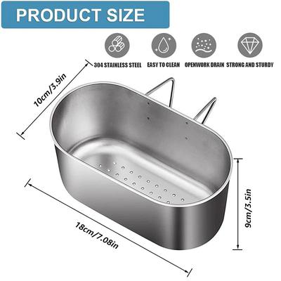 304 Stainless Steel Sink Drain Strainer Basket, Hanging Colander for Filtering Kitchen Waste, Washing Vegetables & Fruits