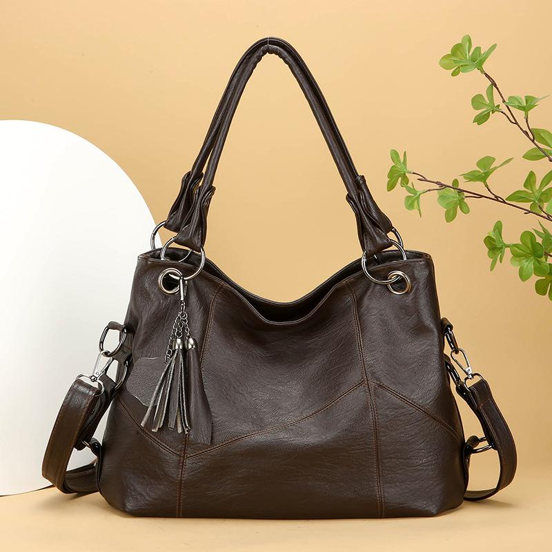 Women's bag new large-capacity handbag fringed soft big bag fashionable oblique span bag shoulder bag