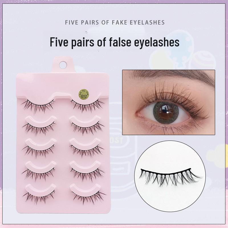 Cartoon Barbie Beginner False Eyelashes - Natural Thick 5 Pairs