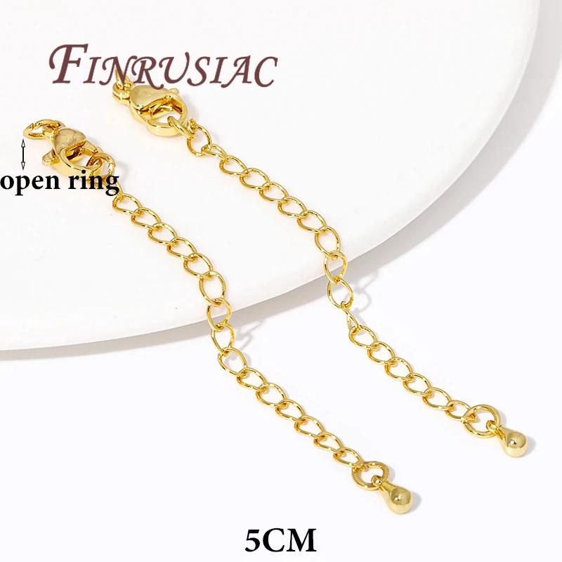 18K Gold Plated Extension Extender Tail Chains with Lobster Clasps For Jewelry Making,Connectors For Bracelets Accessories DIY