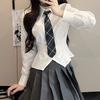 Women's Two-piece Matching Set Long Sleeve Shirt High Waist Pleated Skirt Japanese College Style Outfit