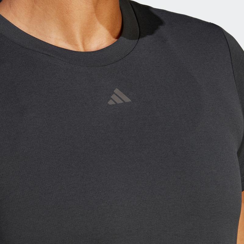 Adidas Hiit Heat.Rdy Sweat-Conceal Solid Logo Round Neck Short Sleeve T-Shirt Women Tops Black II3244