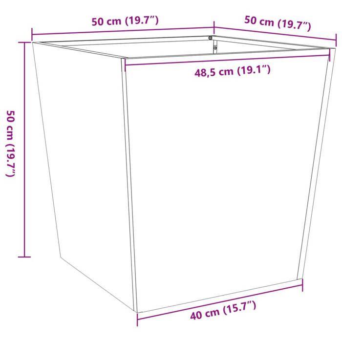 VidaXL Planters 2 Pcs Olive Green 50x50x50 Cm Steel, Outdoor Planter, Flower Box, Garden Box, Planter 851073