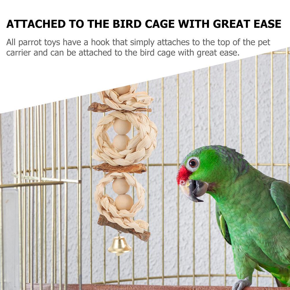 3Pcs Parakeet Chewing Bird Swing Perch Corn Husk Cage Plaything Fun Parrot Training Supplies Balance Exercise Rest